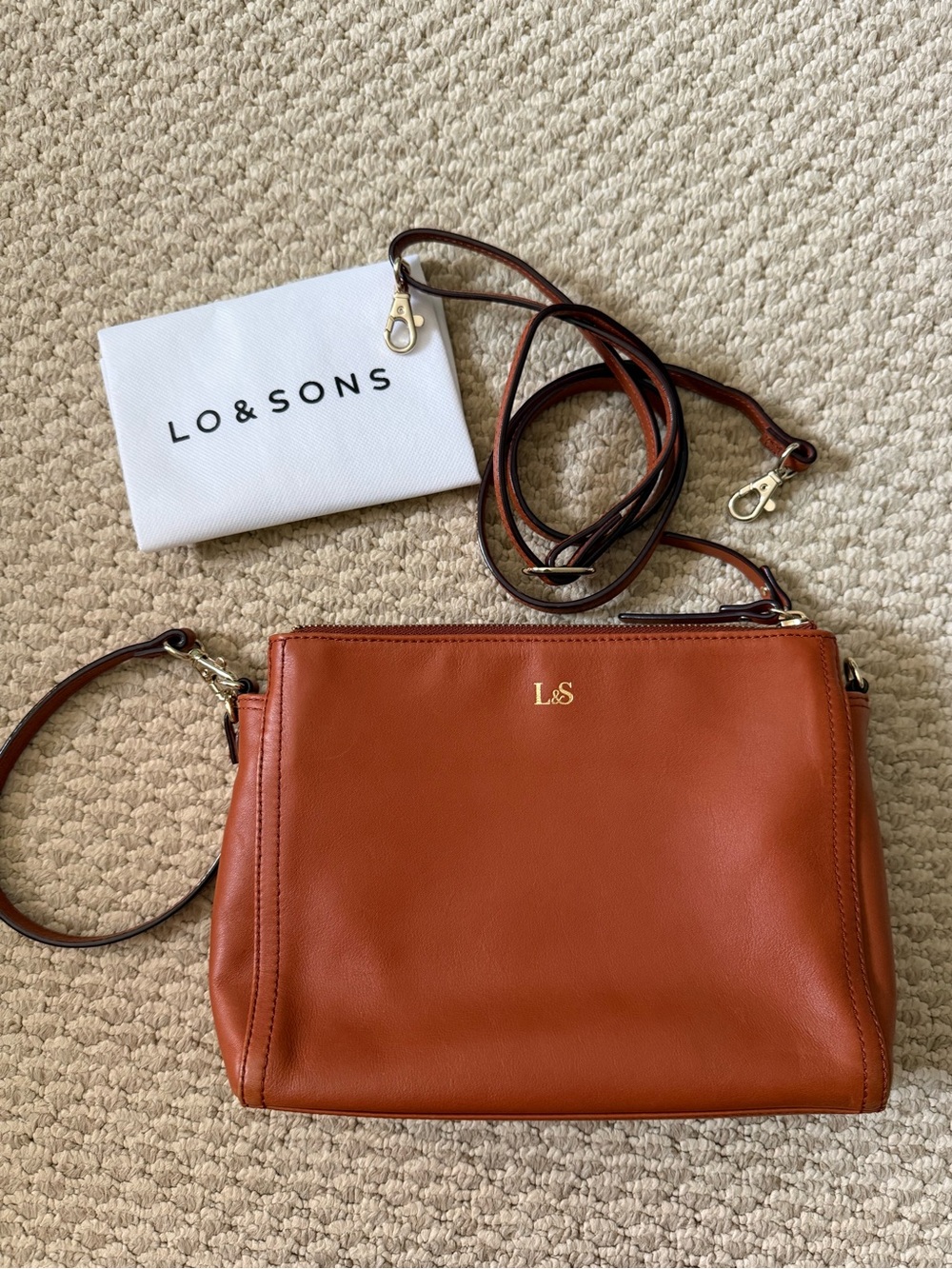 Lo & Sons Pearl Women's Nappa Leather Crossbody Bag - Brown EUC Brand New $258